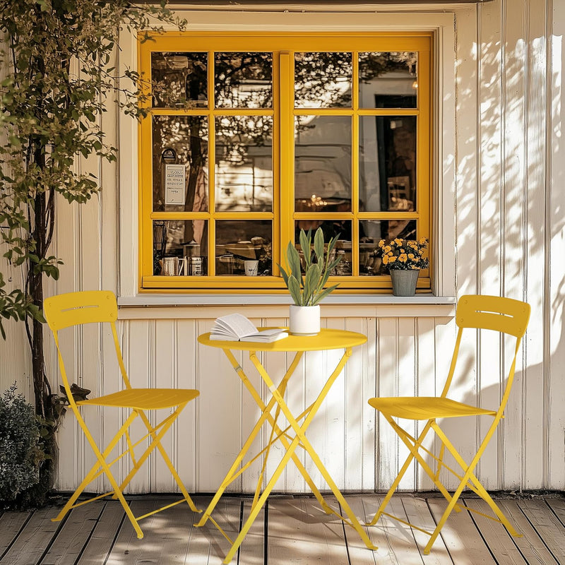 Set 3 Pieces Garden Furniture Folding 2 Chairs