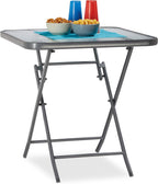 Set of Garden Chairs and Table Metal Synthetics