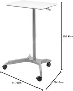 Seville Classics Airlift Height Adjustable Mobile Sit-Stand Desk