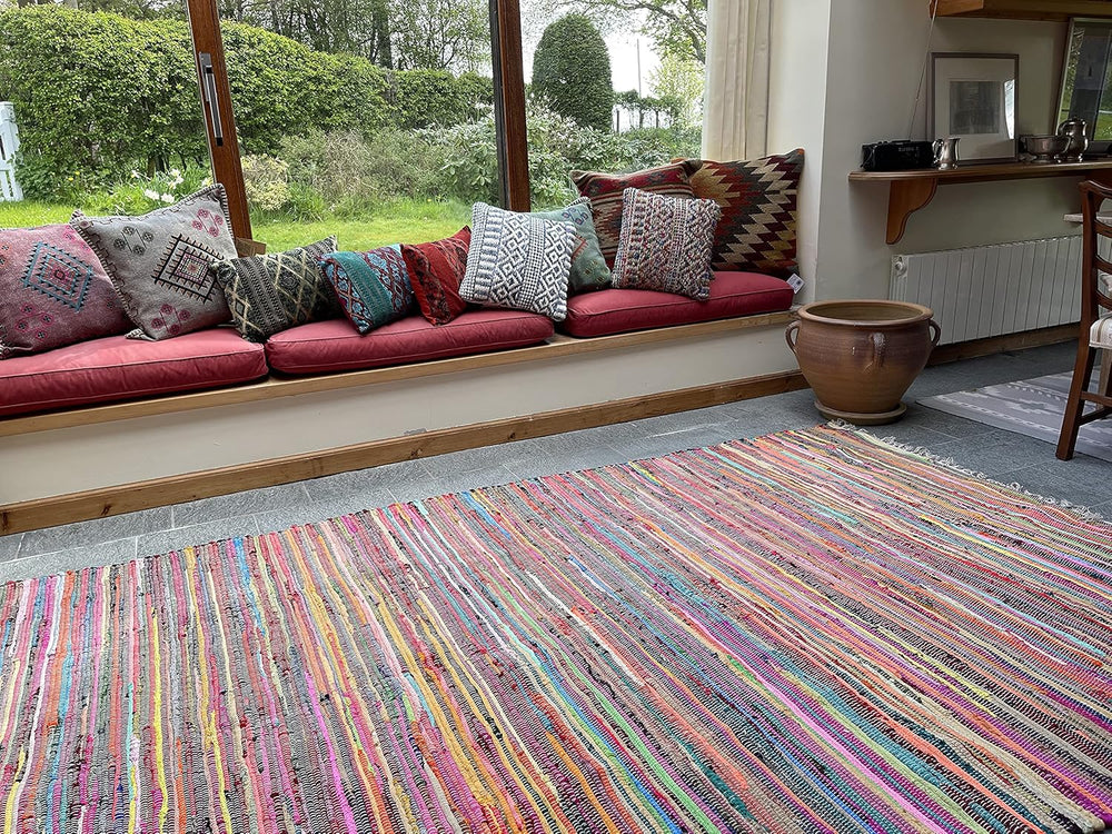 Shanti Coloured Rug Hand Woven Eco-Friendly: 100% Recycled
