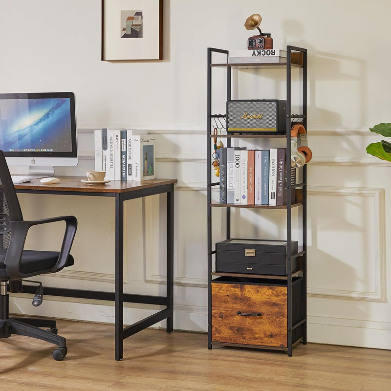 Bookshelf 5 Tier Bookshelves with 2 Fabric Cloth