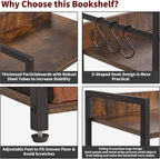 Bookshelf 5 Tier Bookshelves with 2 Fabric Cloth