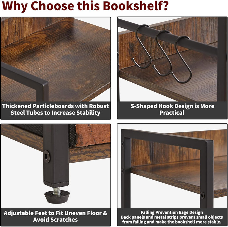Bookshelf 5 Tier Bookshelves with 2 Fabric Cloth
