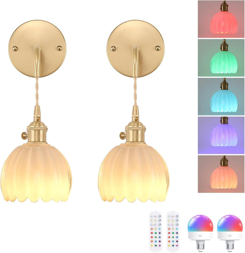 Battery Operated Wall Light Rechargeable Lamp (Set of 2)