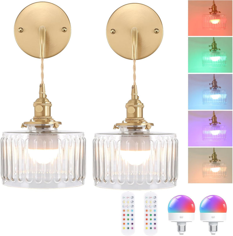 Battery Operated Wall Light Rechargeable Lamp (Set of 2)