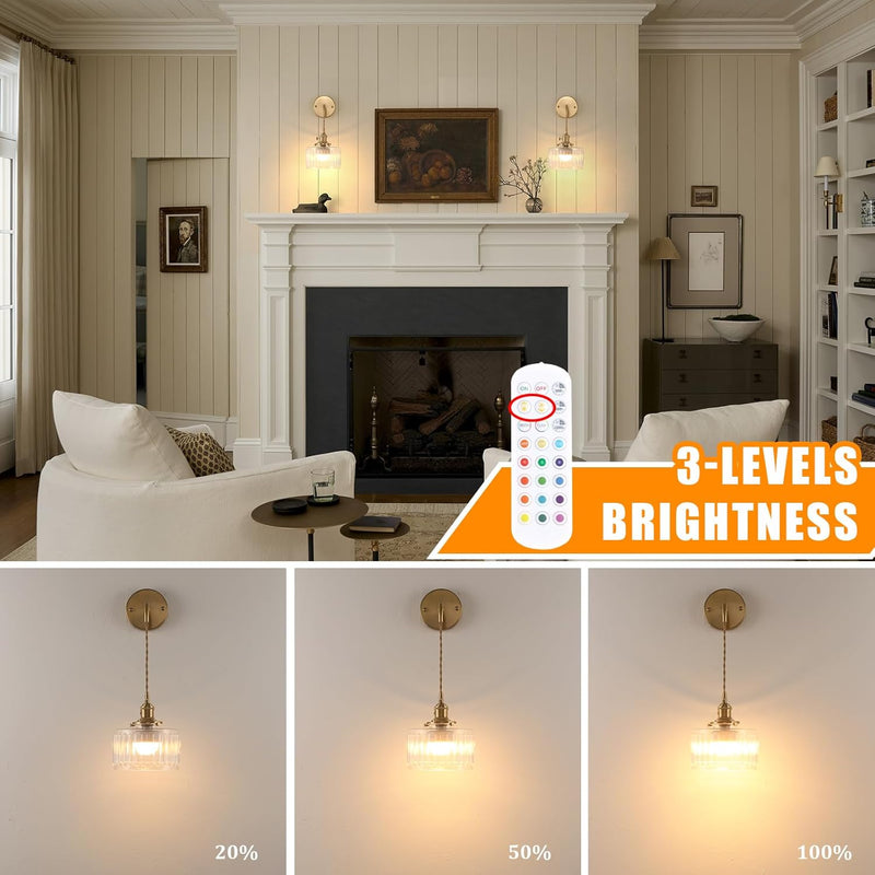 Battery Operated Wall Light Rechargeable Lamp (Set of 2)