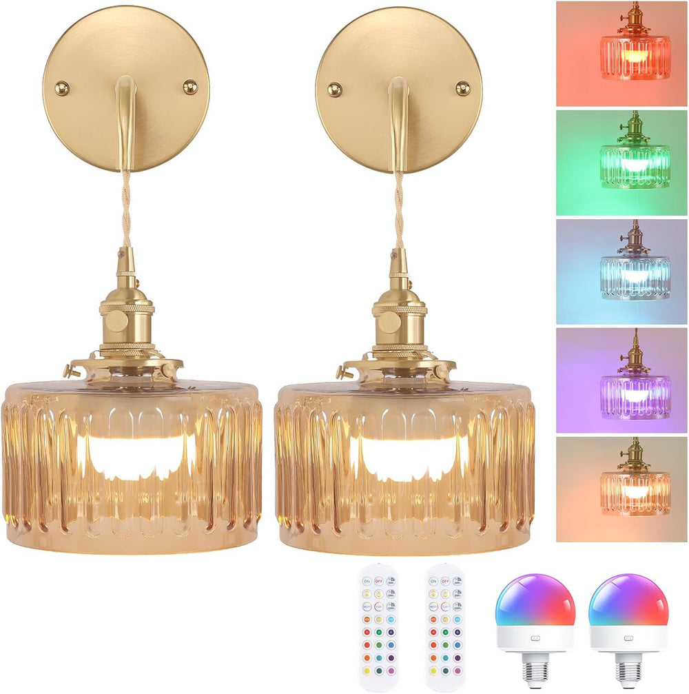 Shenmoyl Battery Operated Wall Light Rechargeable Lamp (Set of 2)