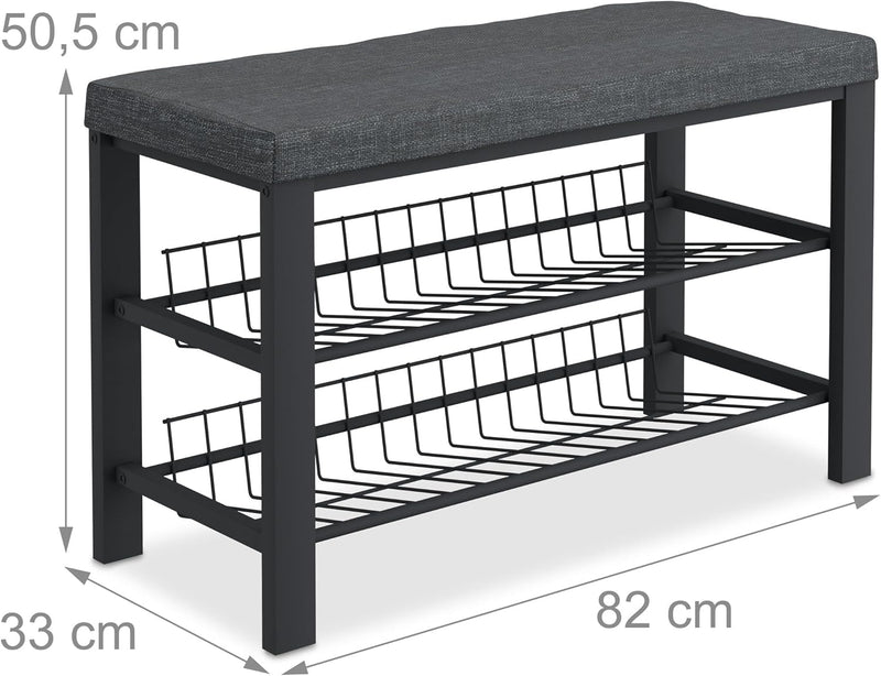 Shoe Bench 2 Levels Shoeshelf with Seat Upholstered