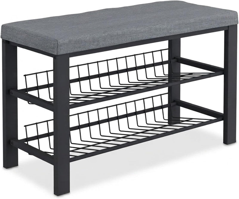 Shoe Bench 2 Levels Shoeshelf with Seat Upholstered