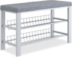 Shoe Bench 2 Levels Shoeshelf with Seat Upholstered