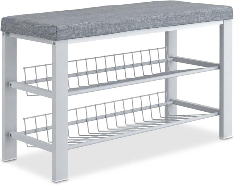 Shoe Bench 2 Levels Shoeshelf with Seat Upholstered