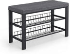 Shoe Bench 2 Levels Shoeshelf with Seat Upholstered