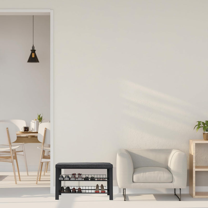 Shoe Bench 2 Levels Shoeshelf with Seat Upholstered