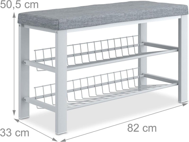 Shoe Bench 2 Levels Shoeshelf with Seat Upholstered