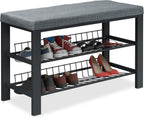 Shoe Bench 2 Levels Shoeshelf with Seat Upholstered