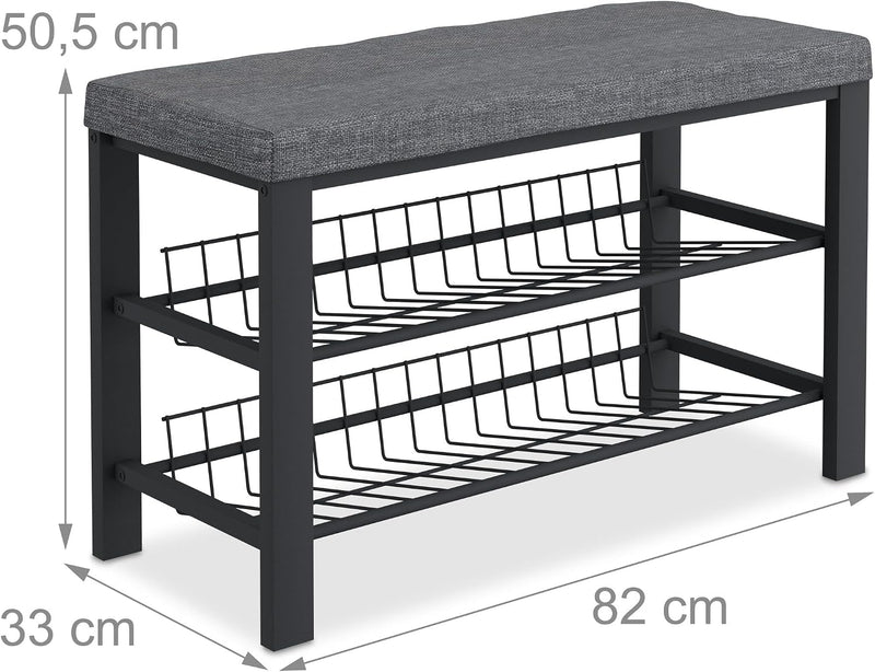 Shoe Bench 2 Levels Shoeshelf with Seat Upholstered