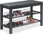 Shoe Bench 2 Levels Shoeshelf with Seat Upholstered
