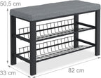 Shoe Bench 2 Levels Shoeshelf with Seat Upholstered
