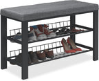 Shoe Bench 2 Levels Shoeshelf with Seat Upholstered