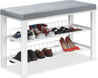 Shoe Bench 2 Levels Shoeshelf with Seat Upholstered