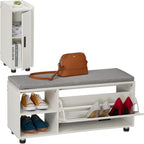 Shoe Bench Cabinet 2-Piece Set Footwear Storage