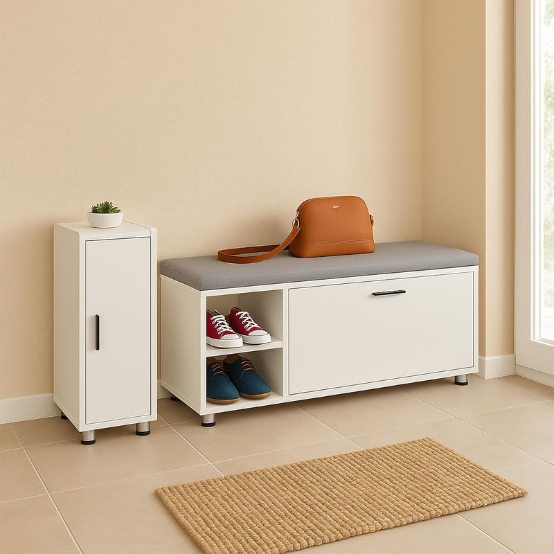 Shoe Bench Cabinet 2-Piece Set Footwear Storage