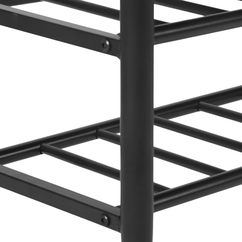 Shoe Bench Padded Faux Leather Seat 2 Shelves
