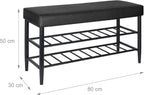 Shoe Bench Padded Faux Leather Seat 2 Shelves