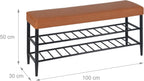 Shoe Bench Padded Faux Leather Seat 2 Shelves