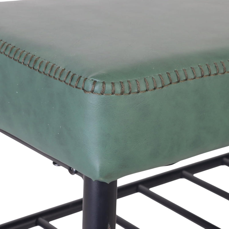 Shoe Bench Padded Faux Leather Seat 2 Shelves