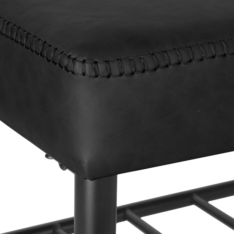 Shoe Bench Padded Faux Leather Seat 2 Shelves