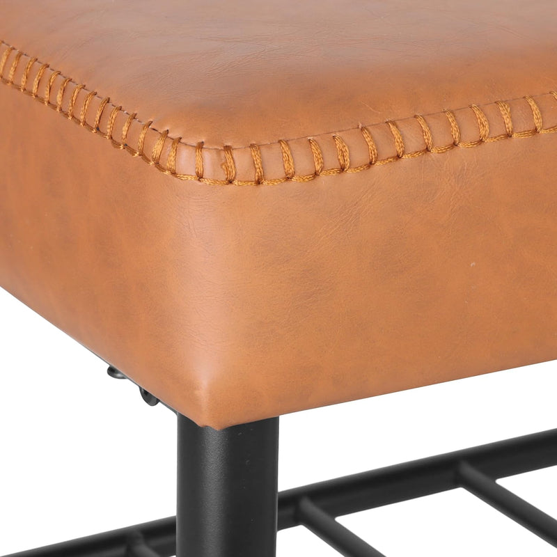 Shoe Bench Padded Faux Leather Seat 2 Shelves