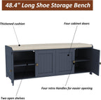 Shoe Bench Storage with Padded Seat Cushion 2-Door