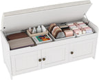 Shoe Bench Storage with Padded Seat Cushion 2-Door
