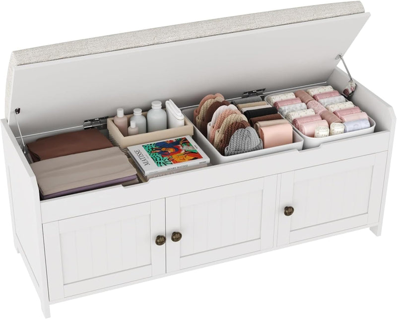 Shoe Bench Storage with Padded Seat Cushion 2-Door