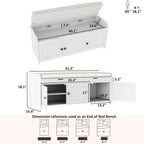 Shoe Bench Storage with Padded Seat Cushion 2-Door