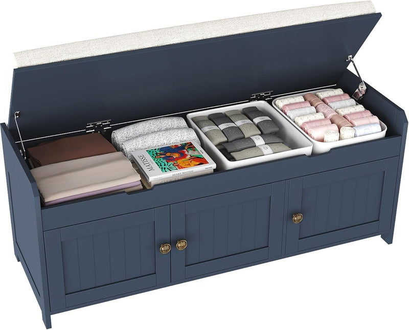Shoe Bench Storage with Padded Seat Cushion 2-Door