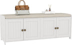 Shoe Bench Storage with Padded Seat Cushion 2-Door