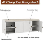 Shoe Bench Storage with Padded Seat Cushion 2-Door