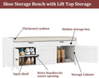 Shoe Bench Storage with Padded Seat Cushion 2-Door