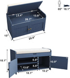 Shoe Bench Storage with Padded Seat Cushion 3-Door