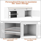 Shoe Bench Storage with Padded Seat Cushion 2-Door