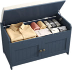 Shoe Bench Storage with Padded Seat Cushion 3-Door
