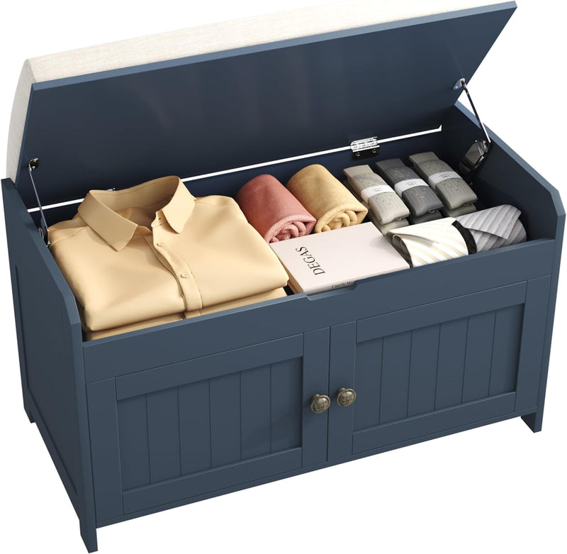 Shoe Bench Storage with Padded Seat Cushion 3-Door