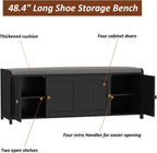 Shoe Bench Storage with Padded Seat Cushion 3-Door