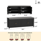 Shoe Bench Storage with Padded Seat Cushion 3-Door