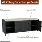 Shoe Bench Storage with Padded Seat Cushion 2-Door