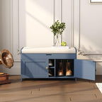 Shoe Bench Storage with Padded Seat Cushion 3-Door