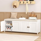 Shoe Bench Storage with Padded Seat Cushion 2-Door