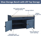 Shoe Bench Storage with Padded Seat Cushion 3-Door
